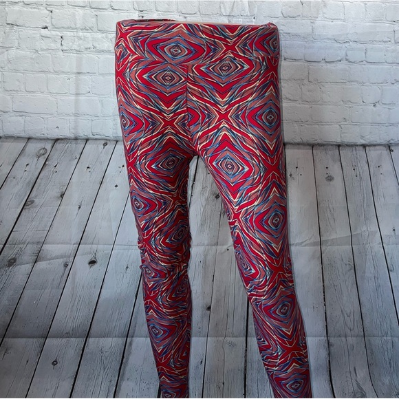 LulaRoe Red & Blue Leggings size One Size Fits All (OS) - Picture 1 of 7